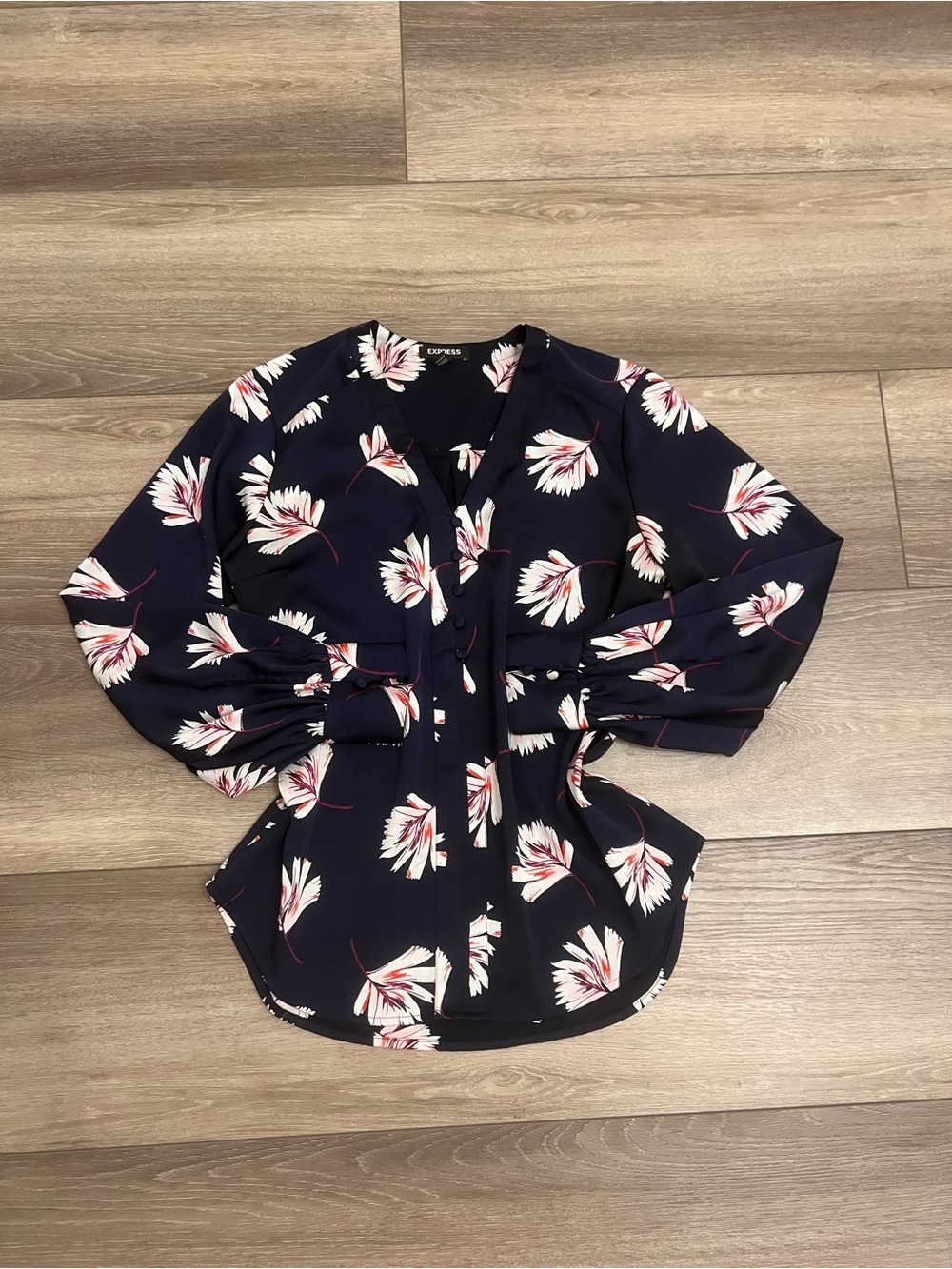 Express Navy Floral Blouse